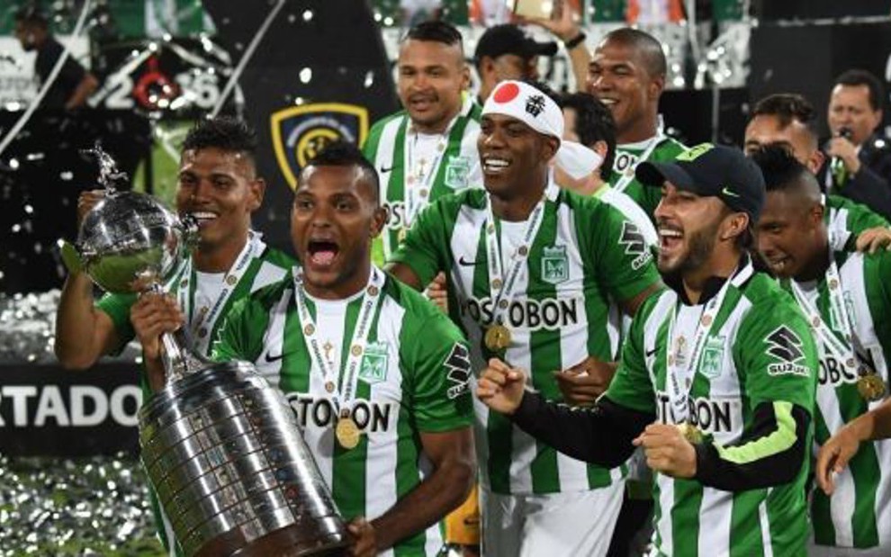 Jogadores do Atlético Nacional, da Colômbia, comemoram o título na Libertadores de 2016 - Divulgação/Conmebol