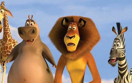 Os personagens Melman, Gloria, Alex e Marty na animação Madagascar 2: A Grande Escapada - Divulgação/Paramount Pictures