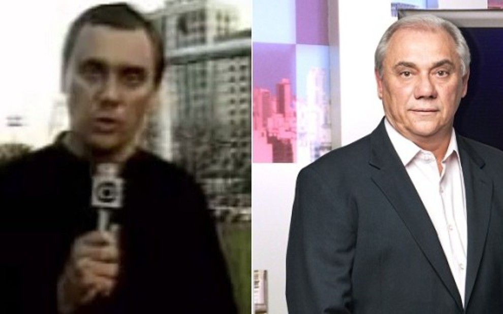 Marcelo Rezende na época de repórter esportivo, em 1987; e no Cidade Alerta, em 2012 - Divulgação/RecordTV
