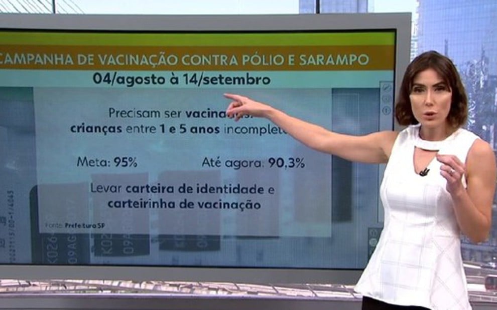 Michelle Barros corrigiu um erro de português ao vivo durante o SP1 desta sexta-feira (7) - REPRODUÇÃO/TV GLOBO