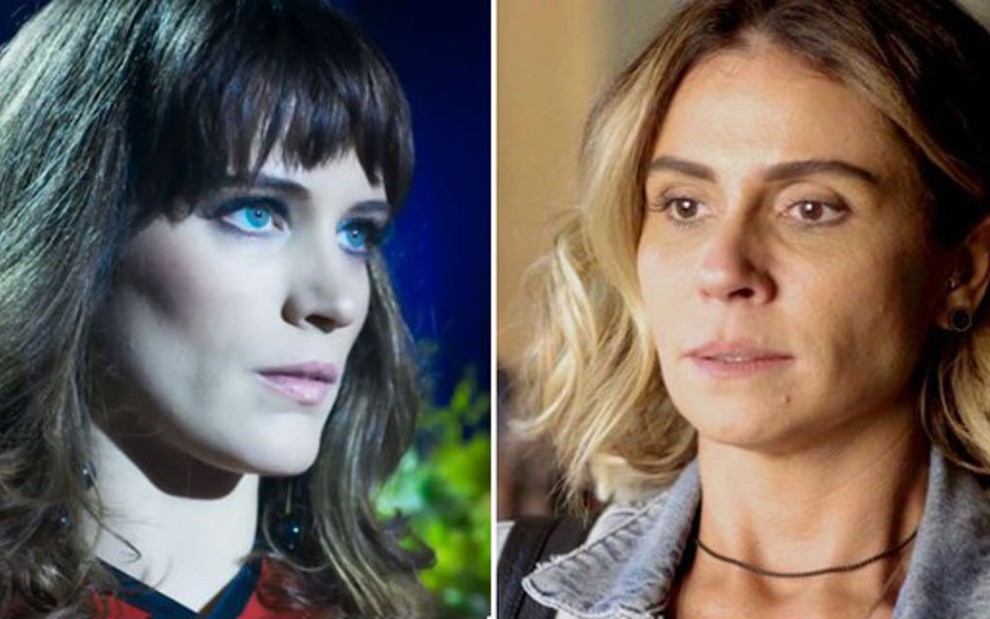 Clara (Bianca Bin) em O Outro Lado do Paraíso, e Luzia (Giovanna Antonelli) em cena de Segundo Sol  - Fotos: Reprodução/TV Globo