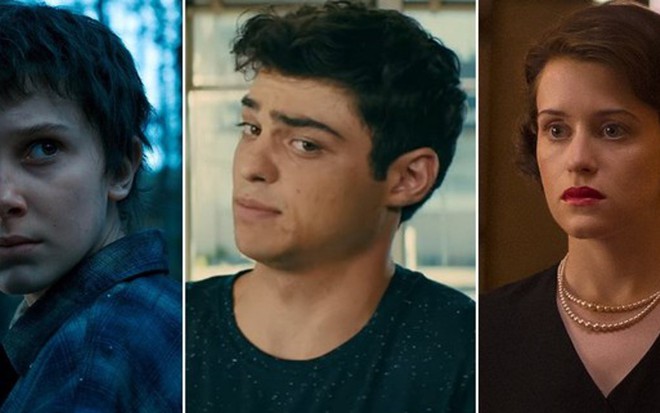 Os atores Millie Bobby Brown, Noah Centineo e Claire Foy são a cara da Netflix vitaminada - Imagens: Divulgação/Netflix