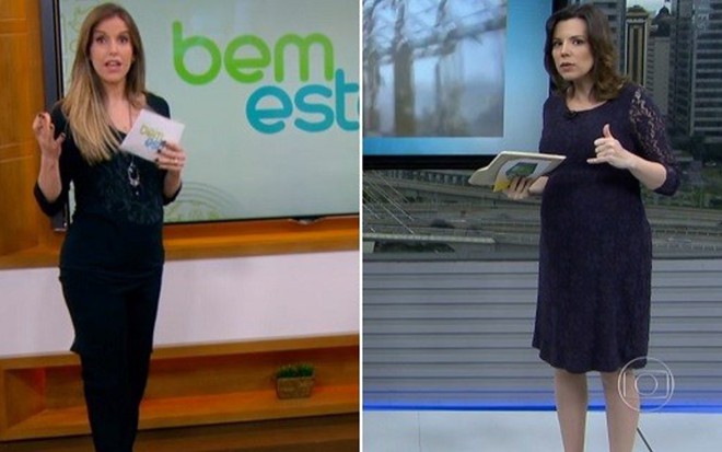 Mariana Ferrão, do Bem Estar, e Glória Vanique, do Bom Dia São Paulo, que estão grávidas - Reprodução/TV Globo