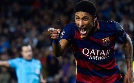 Neymar, do Barcelona, comemora gol marcado na 1ª fase da Liga dos Campeões 2015/16 - Divulgação/UEFA