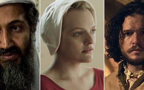 Bin Laden, Elisabeth Moss e Kit Harington, estrelas de três séries que estreiam no Brasil - Montagem/Divulgação
