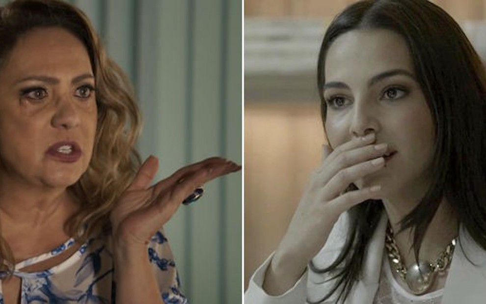 Eliane Giardini e Tainá Müller em cena; personagens farão barraco com teste de DNA - Montagem/Reprodução/TV Globo