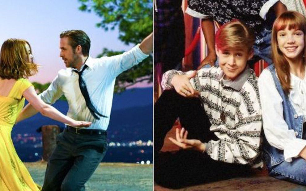 Ryan Gosling com Emma Stone em La La Land e com Britney Spears no Clube do Mickey - Imagens: Divulgação