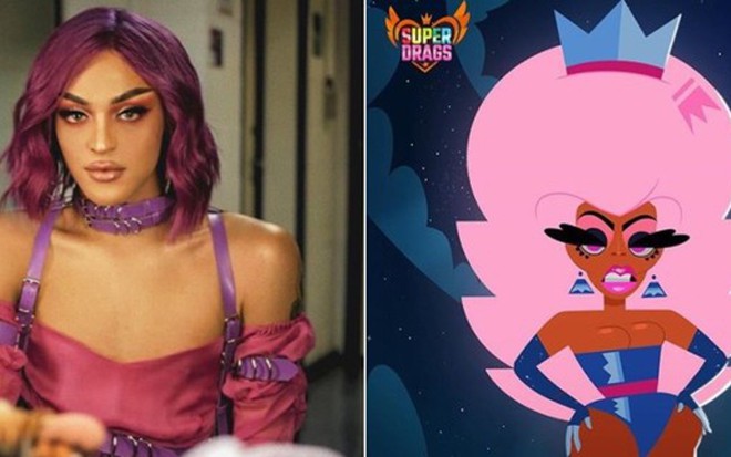 Pabllo Vittar em versão carne e osso e na animação Super Drags, que estreia em novembro - Fotos: Reprodução/Instagram