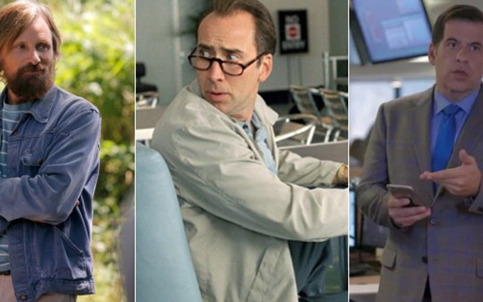 Viggo Mortensen (à esq.), Nicolas Cage e Leandro Hassum: pais para todo gosto no cinema - Fotos: Divulgação