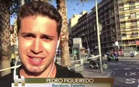 O repórter Pedro Figueiredo na transmissão do Jornal Hoje, pouco antes de ser interrompido - Reprodução/TV Globo