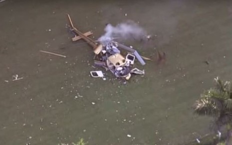 Imagens aéreas feitas por helicóptero da Globo mostram acidente com aeronave da Record - Reprodução/YouTube
