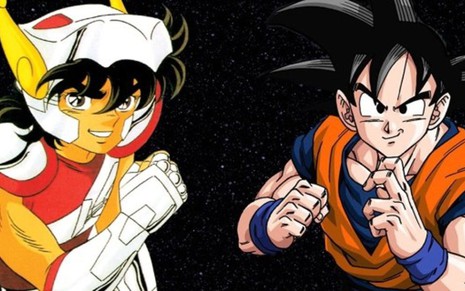 Seiya, protagonista de Cavaleiros do Zodíaco (à esq.), e Goku, astro de Dragon Ball: de volta - Fotos: Divulgação