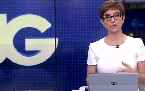 Renata Lo Prete no comando do Jornal da Globo, na sexta-feira (8); Record está de olho em jornalista da rival - REPRODUÇÃO/GLOBO