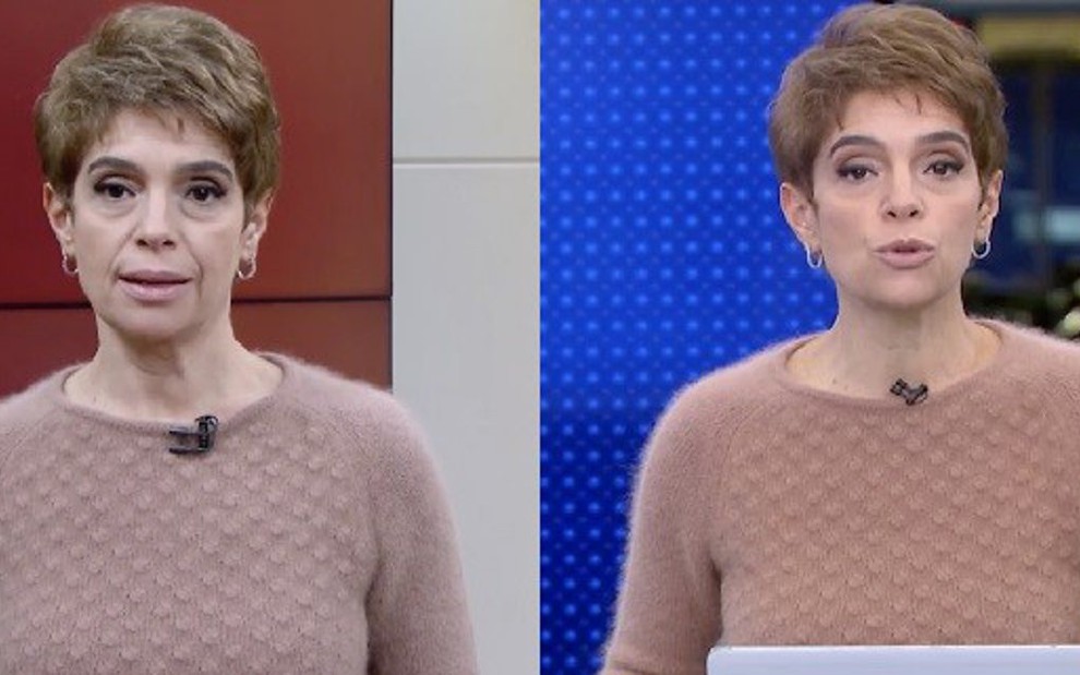Renata Lo Prete no Jornal das Dez e no Jornal da Globo na sexta (25): só mudou o fundo - Reprodução/GloboNews/TV Globo