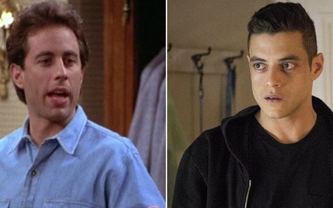 O comediante Jerry Seinfeld (à esq.) em Seinfeld e o ator Rami Malek em Mr. Robot - Reprodução/Divulgação/NBC/USA Network