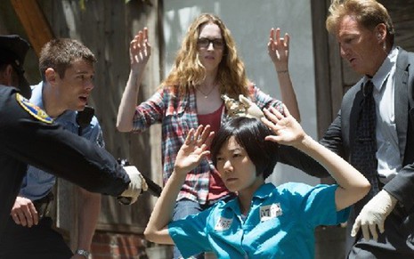 Os atores Brian J. Smith, Jamie Clayton e Doona Bae em cena da série Sense8 - Reprodução/Netflix