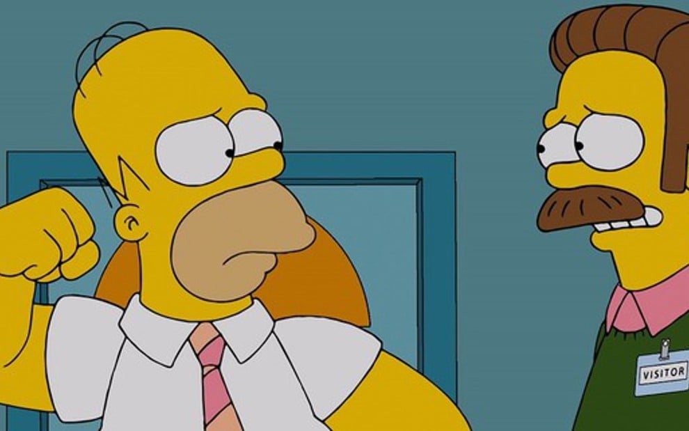 Homer Simpson e Ned Flanders em capítulo de Os Simpsons; família amarela da Fox terá casa nova - Divulgação/Fox