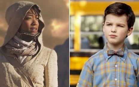 Sonequa Martin-Green em Star Trek: Discovery (à esq.) e Iain Armitage em Young Sheldon - Divulgação/CBS
