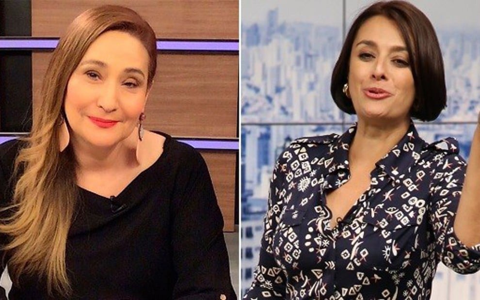 Sonia Abrão e Catia Fonseca nos cenários de seus programas na RedeTV! e na TV Gazeta - Divulgação