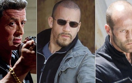 Sylvester Stallone, Vin Diesel e Jason Statham em cena de filmes do especial Bad Boys - Divulgação