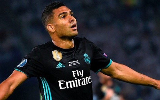 Casemiro comemora primeiro gol do Real Madrid na vitória sobre o Manchester United - Divulgação/UEFA