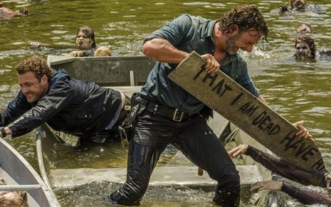 Ross Marquand e Andrew Lincoln no episódio do último domingo de Walking Dead - Divulgação/AMC