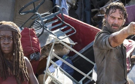 Danai Gurira e Andrew Lincoln no décimo episódio da oitava temporada de Walking Dead - Imagens: Divulgação/AMC