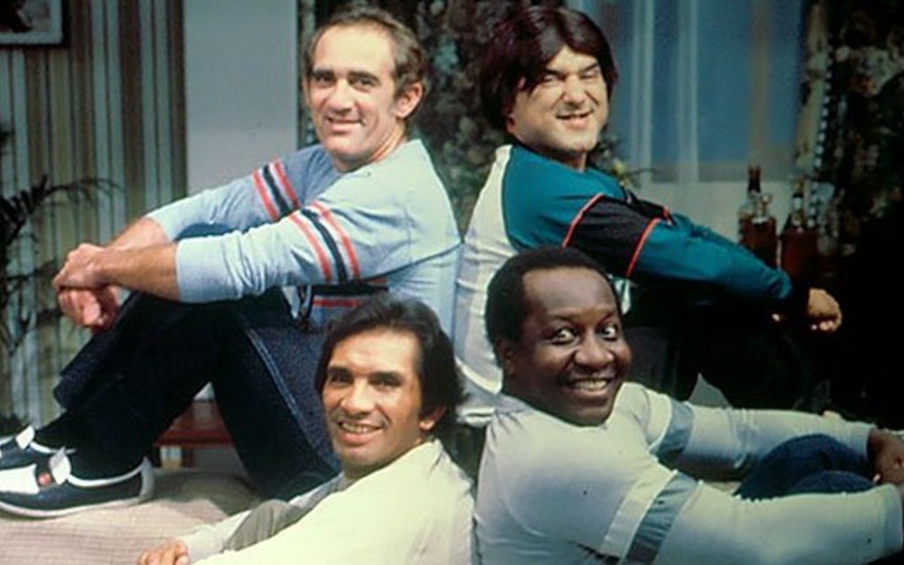 Didi, Dedé, Mussum e Zacarias em foto da versão original de Os Trapalhões na Globo - Fotos: Reprodução/Memória Globo