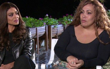 Juliana Paes e Fabiana Escobar em encontro promovido pelo Fantástico, em julho - Reprodução/TV Globo