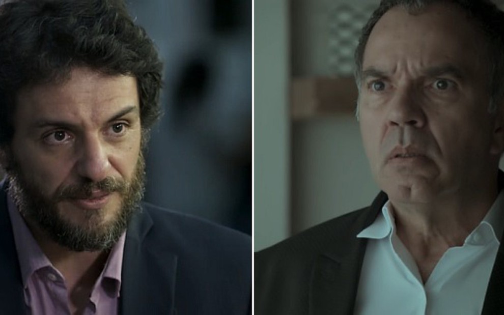 Rodrigo Lombardi (Caio) e Humberto Martins (Eurico) em cenas de A Força do Querer - Reprodução/TV Globo