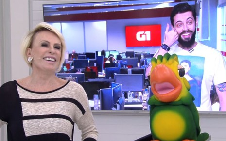 Ana Maria Braga brincou com o repórter Cauê Fabiano durante o Mais Você desta quinta (22) - REPRODUÇÃO/TV GLOBO