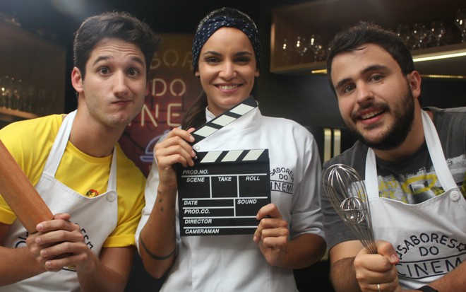 Bruno Bock, Renata Vanzetto e Rolandinho, apresentadores do Sabores do Cinema - Divulgação/TNT