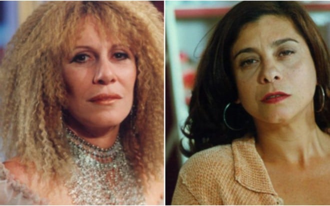 As atrizes Renata Sorrah e Catarina Abdala caracterizadas como Zenilda e Vieira, suas personagens em A Indomada