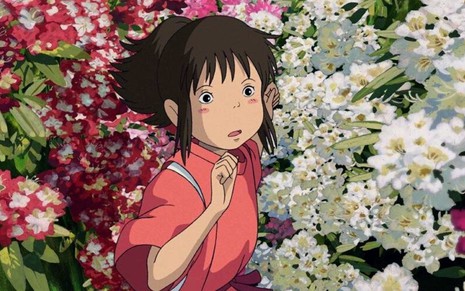Desenho de garota rodeada por flores