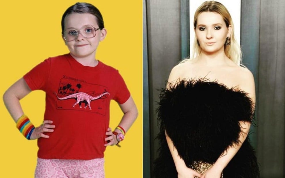 Abigail Breslin em Pequena Miss Sushine (2006) e em vento da Vanity Fair em 2020