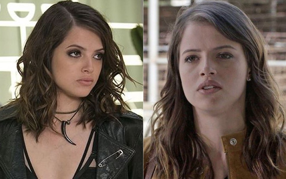 Agatha Moreira caracterizada com Camila antes e depois do acidente que a fez perder a memória