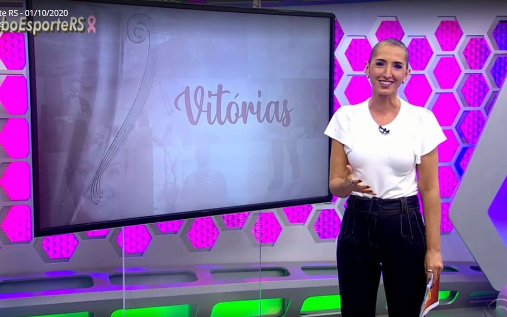 Alice Bastos, jornalista da RBS, apresentou o Globo Esporte sem a peruca