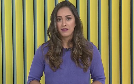 Imagem de Ana Paula Mendes durante anúncio da gravidez no RJ1, da InterTV, afiliada da Globo