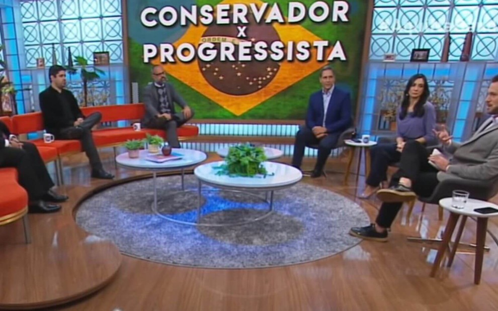 Nathália Batista e Luís Ernesto Lacombe debatem conservadorismo com convidados bolsonaristas no Aqui na Band 