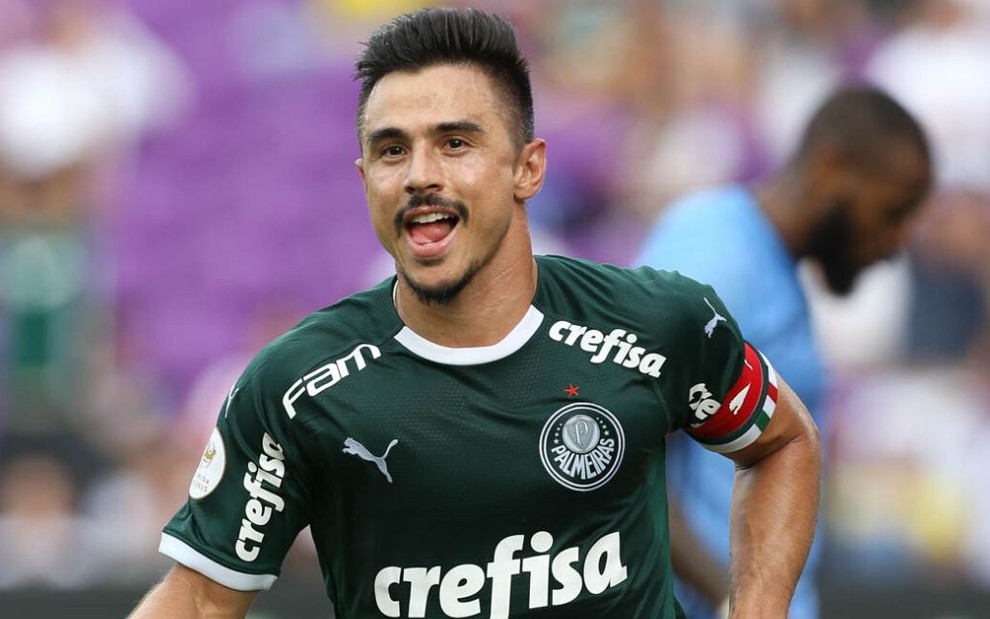O atacante Willian, do Palmeiras, comemora gol marcado na Florida Cup