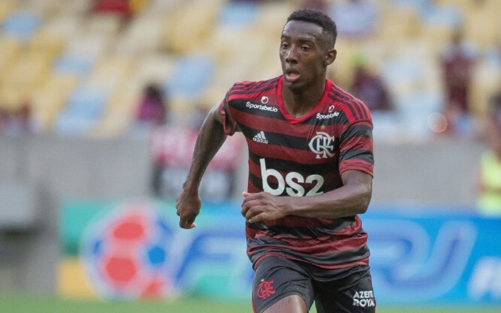 Yuri César, do Flamengo, em ação durante o primeiro jogo do Flamengo no Campeonato Carioca 2020