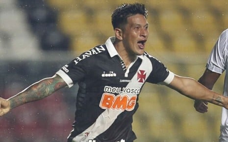 O atacante Germán Cano, do Vasco, comemora gol marcado pela equipe no Campeonato Carioca