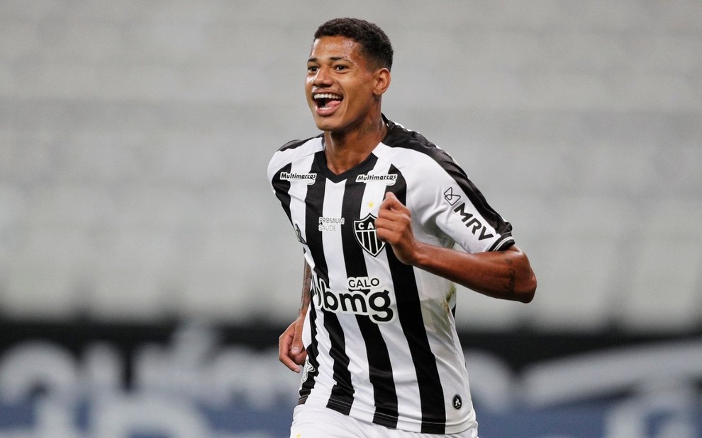 Sorridente, Marrony comemora gol do Atlético-MG no Brasileirão 2020