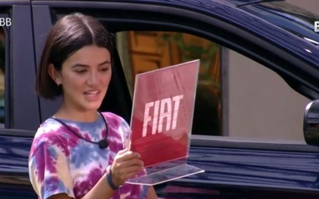 A atriz e cantora Manu Gavassi em ação de merchandising da Fiat no BBB20 em 2 de abril de 2020