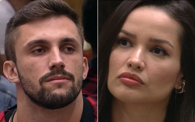 Montagem com Arthur Picoli e Juliette Freire sérios no BBB21