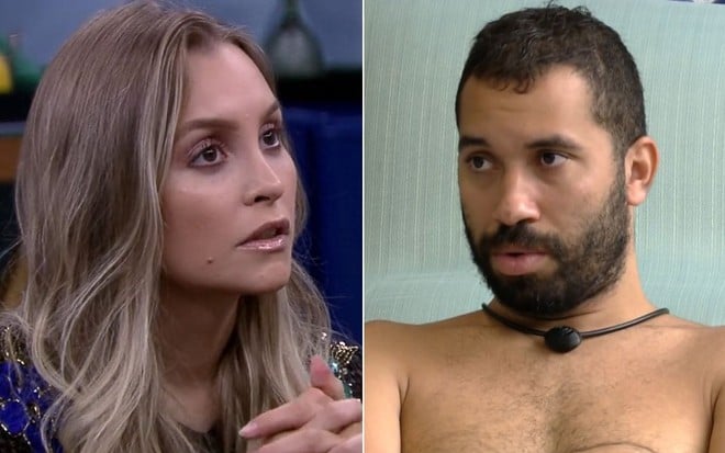 Montagem com Carla Diaz e Gilberto Nogueira no BBB21