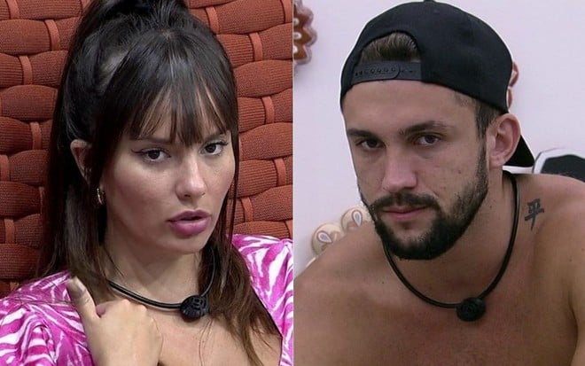 Montagem de fotos com Thaís Braz e Arthur Picoli, que estão no paredão do BBB21