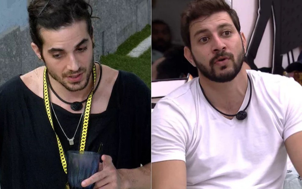 Montagem com imagens de Fiuk (à esq.) e Caio Afiune no BBB21