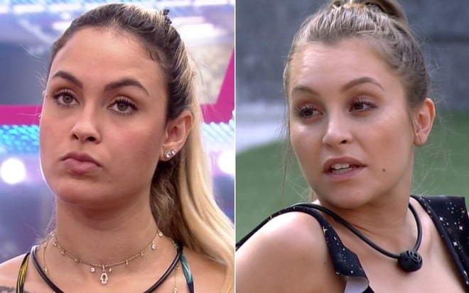 Montagem com Sarah Andrade e Carla Diaz surpresas no BBB21