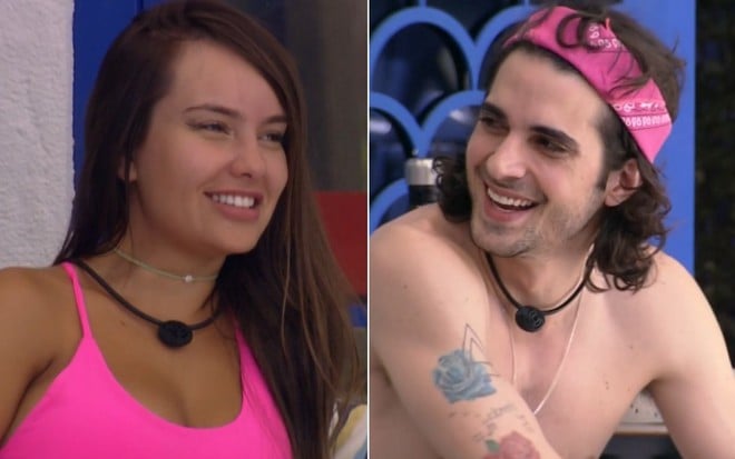 Montagem com Thaís Braz e Fiuk rindo dentro do BBB21